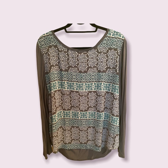 Grey printed long sleeve top - Picture 1 of 4